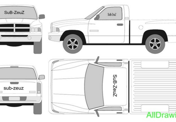 Dodge Ram 1500 (Додж Рам 1500) - чертежи (рисунки) автомобиля